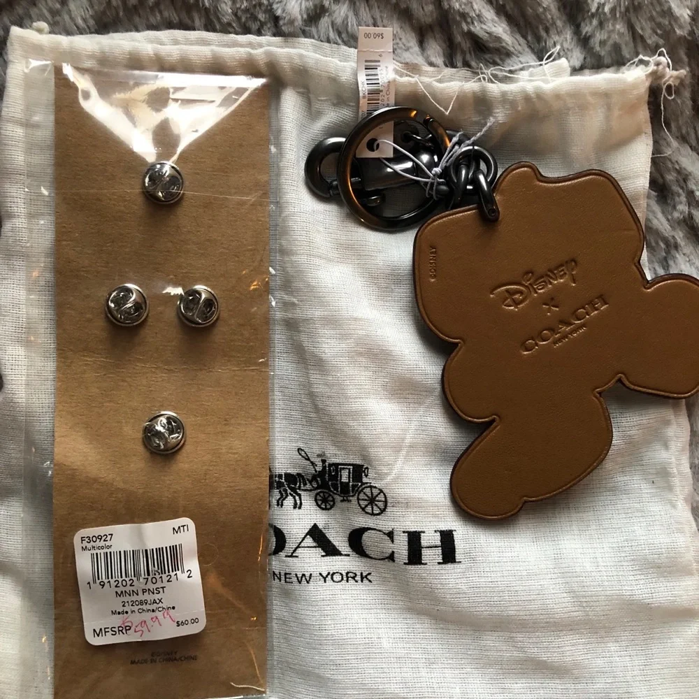 Authentic Minnie Mouse Coach purse charm and Pin set